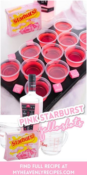 Pink Starburst Jello Shots- easy alcoholic jello shots that taste just like the candy starburst. Alcoholic Jello Shots, Pink Starburst Jello Shots, Starburst Jello Shots, Fun Drinks Alcohol, Pink Starburst, Cocktail Drinks Alcoholic, Party Drinks Alcohol, Jello Shot Recipes, Birthday Drinks