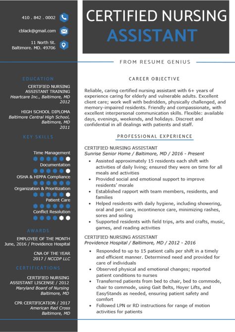 Certified Nursing Assistant (CNA) Resume Sample & Writing Guide | RG Cna Study Guide, Cna School, Medical Terminology Study, Medical Assistant Resume, Certified Medical Assistant, Nurse Resume, Nursing School Motivation, Nursing Student Tips, Good Resume Examples