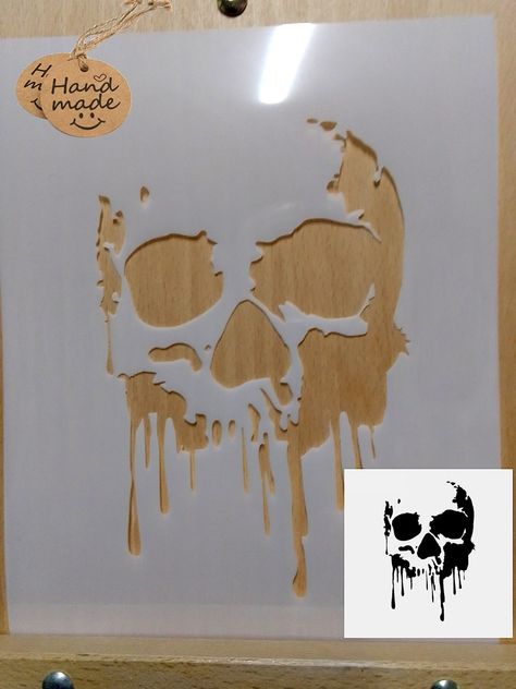 AirbrushstencilStore - Etsy Airbrush Art Stencil, Airbrush Skull, Airbrush Stencils, Spray Paint Stencils, Cool Stencils, Simple Skull, Stencils Tutorials, Skull Stencil, Hard Hat Stickers