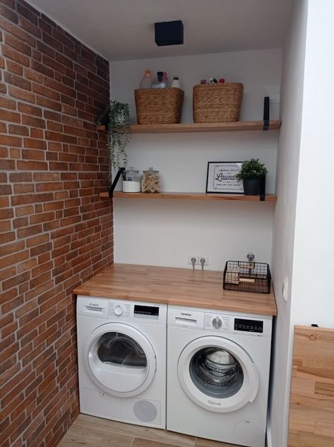 Tiny Laundry Rooms, Pantry Laundry Room, Backyard Seating Area, Stylish Laundry Room, Laundry Room Shelves, House Organisation, Modern Laundry Rooms, Laundry Room Remodel, Laundry Decor