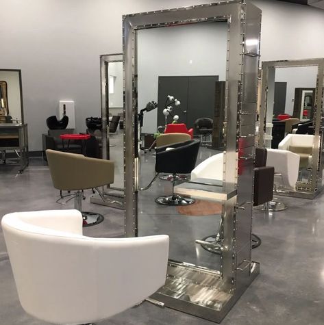 Hair Styling Station, Barber Mirror, Barber Sign, Barber Station, Minerva Beauty, Salon Styling Stations, Hair Stations, Salon Mirrors, Styling Stations