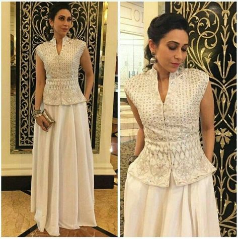 Collar Neck Blouse Designs, Collar Neck Blouse, Neck Blouse Designs, Jacket Lehenga, Karishma Kapoor, Long Blouse Designs, Karisma Kapoor, Anita Dongre, Sari Blouse Designs