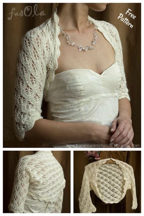 Matrimonio Bolero Wedding Shrug Free Knitting Pattern Knit Wedding Gift, Bolero Knitting Pattern Free, Crochet Bolero Free Pattern For Women, Knit Bolero Pattern, Bolero Crochet Pattern Free, Knit Shrug Pattern, Knit Shrugs, Knitting Shrug, Crochet Baby Shrug