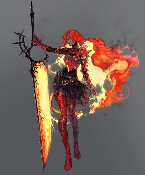 ArtStation - 2020.10 - personal concept Design , IN HWA KIM Fire Dragon Character Design, Fire Mage Art, Mage Female, Fire Knight, Fire Mage, Fire Magic, Dungeons And Dragons Characters, Dnd Art, Dungeons And Dragons Homebrew