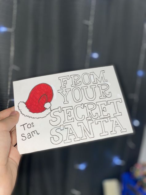 Secret Santa Drawing Ideas, Secret Santa Quotes Funny, Secret Santa Present Ideas, Creative Secret Santa Ideas, Secret Santa Letter Ideas, Cute Secret Santa Notes, Secret Santa Notes Ideas, Secret Santa Card Ideas, Secret Santa Quotes