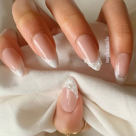 Inspiring Nails, Y2k Acrylic, Nails Pearl, Wedding Day Nails, Square French, Bridal Nail, Wedding Nail Art Design, Nails Colorful, Nails Y2k