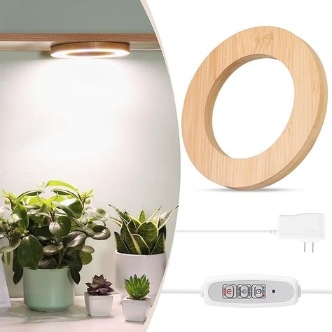 Amazon.com: LORDEM Bamboo Ceiling Grow Light for Indoor Plants, 72 LEDs Full Spectrum Plant Light, 6.3” Halo Under Cabinet Growing Lamp with 4/8/12H Auto Timer, 4 Brightness Levels, Ideal for Pot Plants, Corded : Everything Else Grow Lights For Houseplants, Bamboo Ceiling, Led Diodes, Plant Light, Pot Plants, Plant Lighting, Grow Light, Warm Spring, Plant Shelves