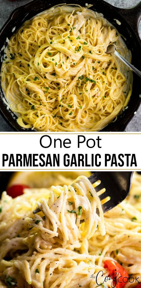 Pasta Easy Dinner, Parmesan Garlic Sauce, Garlic Pasta Recipe, Dinner Spaghetti, Pesto Lasagna, Garlic Parmesan Pasta, Meatless Dinners, Resep Pasta, Pasta Easy