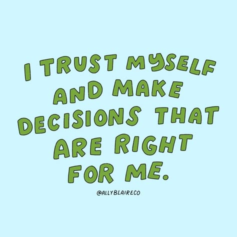 Trust is so important in any relationship! Do you trust yourself? Your relationship with yourself is like no other Building trust within yourself can be difficult. I know I sometimes struggle with feeling confident in my decisions. It’s not easy! I love this affirmation because it reminds me that all of my decisions have lead me to where I am now. Building that trust and confidence in yourself takes time, but it’s worth the effort. 💗 Quote inspo from Louise Hay 🫶🏻 #inspirationalquotes ... Making Right Decision Quotes, I Know Me Quotes, Trust Your Decisions Quotes, I Make My Own Decisions Quotes, Quotes On Trusting Yourself, Quotes About Trusting Yourself, Self Trust Affirmation, Know It All Quotes, Worry Affirmations