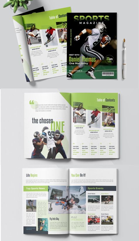 Sport Magazine Template. Compatible with: Adobe Photoshop. File Size: 26.33 MB. Dimensions: 8.5 x 11 in. DPI: 300. Layered Sport Layout Design, Magazine Sport Design, Sport Magazine Design, Sport Magazine Layout, Sports Magazine Layout, Sports Magazine Cover, Sport Magazine Cover, Sports Magazine Design, Sports Portfolio