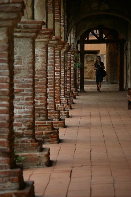 brick columns w/ woman | a woman walking down the hallway of… | Flickr Brick Pillars Porch, Masonry Texture, Masonry Architecture, Pillars Design, Masonry Design, Brick Pillars, Brick Yard, Brick Porch, Brick Columns