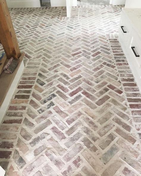 How to Design a Mortar Washed Brick Floor | Hammers N Hugs Victorian Flooring, Brick Floors, Floor Options, Room Pantry, Mudroom Flooring, Brick Floor, Walkways Paths, Basement Renovation, Brick Flooring