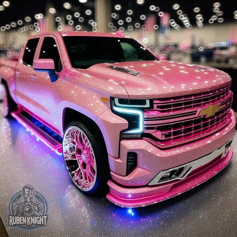 Pink Chevy Trucks, Pink Chevy, Silverado Truck, Lowrider Trucks, Dropped Trucks, Jeep Wrangler Accessories, Pink Truck, Cool Car Accessories, Wrangler Accessories