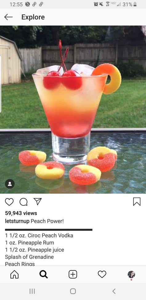 Ciroc Drinks, Malibu Mixed Drinks, Ciroc Peach, Malibu Drinks, Girly Drinks, Adult Beverages Recipes, Peach Drinks, Alcholic Drinks, Party Drinks Alcohol