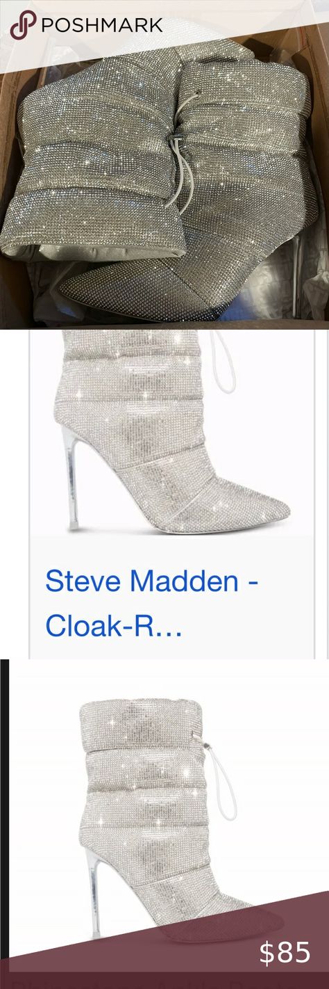 Steve Madden Cloak Rhinestone Ankle Boots Outfits With Sparkly Boots, Rhinestone Ankle Boots, Sparkly Boots, Boots Steve Madden, Rhinestone Embellishments, Cold Weather Outfits, 4 Inch Heels, Cloak, Steve Madden Shoes