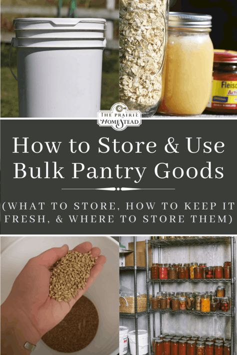 How to Store and Use Bulk Pantry Goods How To Store Dehydrated Food, Homesteading Kitchen, Trad Life, Woods Living, Frugal Kitchen, The Prairie Homestead, Homesteading Life, Best Survival Food, Survival Food Storage