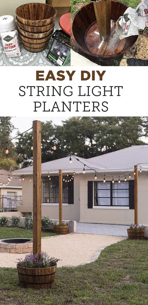 DIY String Light Planters - Jenna Sue Design Blog String Light Planters, Light Planters, Design Per Patio, Boho Deck, Wedding Outside, Diy String Lights, Jenna Sue, For Wedding, Small Deck