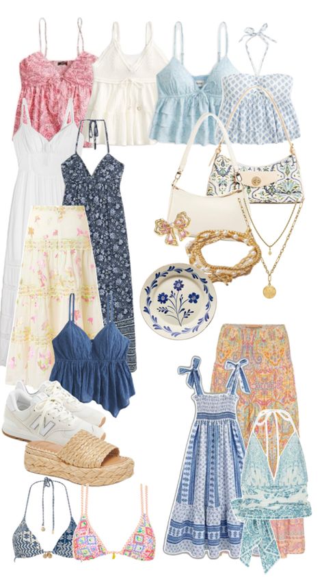 Nice Cruise Outfits, Matching Top And Skirt Outfit, Holiday Outfits Abroad, Europe Outfit Inspiration, Mexico Vacation Outfits Modest, Greek Trip Outfits, Boho Chic Vacation Outfits, Outfit Ideas Mexico Vacation, Wedding Vacation Outfit