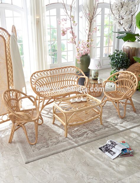 Rattan Balcony, Rattan Sofa Living Room Couch, Rattan Sofa Living Room, Cane Sofa Living Rooms, Bamboo Sofa Living Rooms, Cane Furniture Living Room, Rattan Living Room, Bamboo Couch, Rattan Sofa Set