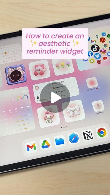 Digital Collectives | Digital Planning & iPad Tips on Instagram: "Aesthetic Reminders Widget Tutorial 💗💡  This is a frequently requested tutorial on how to add the reminder widget your iPad homescreen ✨  Make it aesthetic by addding emojis, daily affirmations, and to-do items!  🏷️ #goodnotes #goodnotes6 #goodnotes5 #ipad #digitalplanning #digitalplanner #ipadtips #goodnotesplanner #ipadpanner #digitalplan#goodlifeplanner #ipadplanning #digitalnotetaking #goodnotestutorial #ios17 #ipadios17 #notetaking #ipadnotes #studymotivation #kawaiicore #ipadsetup #ipadcase #iPadstickers #studynotes #handwriting #ipadnotes #ipadaesthetic #2024digitalplanner #2024planner #2024goodlifeplanner #goodlifeplanner" How To Make Widgets, Aesthetic Reminders Widget, Widget Tutorial, Ipad Widgets Aesthetic, Reminders Widget, Aesthetic Reminders, Widgets For Ipad, Reminder Widget, Widgets Ipad