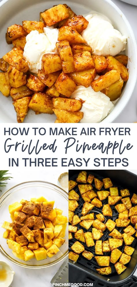 Fresh Pineapple Recipes, Air Fryer Pineapple, Air Fryer Recipes Chicken Wings, Cooked Pineapple, Cinnamon Glaze, Pineapple Chunks, Simple Desserts, The Best Air Fryer, Healthy Paleo Recipes