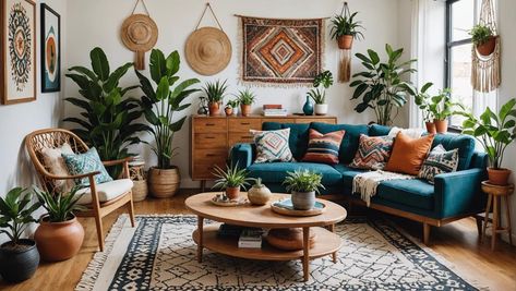 Boho And Midcentury Modern, Boho And Mid Century Living Room, Midcentury Boho Decor, Mid Century Modern On A Budget, Boho Mcm Living Room, Mcm Boho Living Room, Mid Century Modern Boho Living Room, Boho Mid Century Modern Living Room, Minimalist Bohemian Living Room