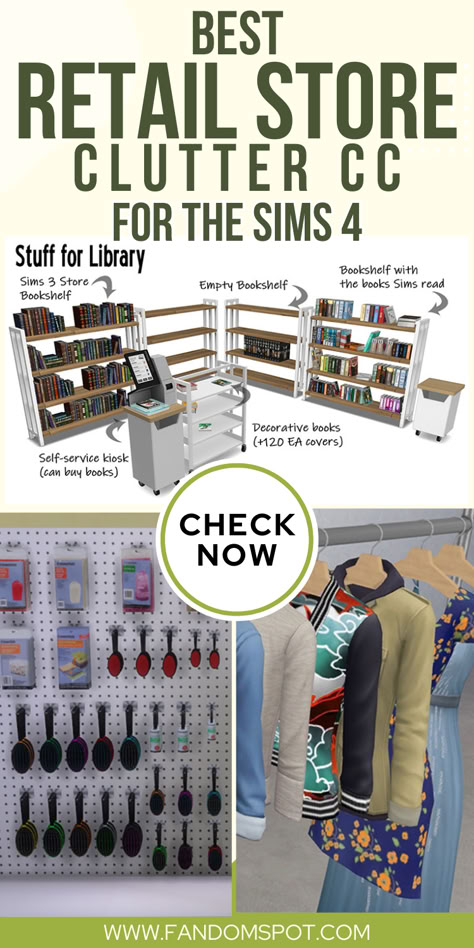 Looking to build out a local shopping mall for your Sims? Then this clutter pack has everything you need, whether you're adding clothes racks, custom bookshelves, or cooking utensils for a Williams Sonoma. Craft the perfect retail store vibe with this huge list of TS4 CC & clutter packs. Sims 4 Cc Clutter Dump, Clothes Rack Sims 4 Cc, Clutter Queen Sims 4, Clothes Clutter Sims 4 Cc, Sims 4 Cc Store Clutter, Sims 4 Cc Craft Room, Mall Cc Sims 4, Clothing Rack Cc Sims 4, Sims 4 Hair Store Cc