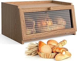 LOHASOK Bread Box for Kitchen Countertop Large Bread Box Farmhouse Bread Container Bread Storage with Window Bread Holder Bread Holder, Farmhouse Bread, Wooden Bread Box, Bread Container, Bread Storage, Bread Boxes, Bread Box, Food Storage Container, Organizing Bins