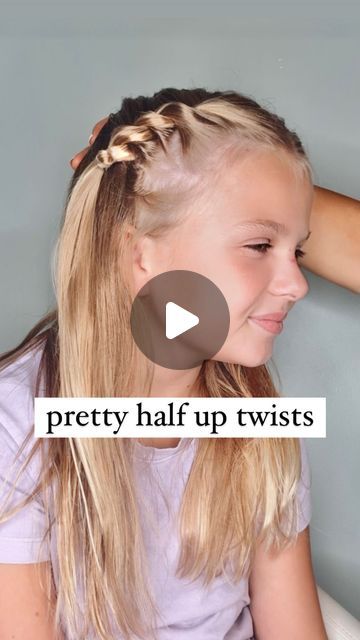 Audrey McClelland on Instagram: "HALF UP TWISTS 🩷 Here’s a cute and easy halfup hairstyle! I love this hairstyle because all it involves is twisting of the hair. . I will share the hair products that we love to use in my stories and in my highlights.  . #simplehairstyles #simplehair #simplehairstyle #easyhairstyles #easyhairstyle #easyhairstylesforgirls #cutehairstyles #cutehair #hairvideo #hairideas #hairinspo #hairinspiration #hairvideos #hairidea #schoolhairstyles #schoolhair #hairstyles #hair #hairstyle #hairtutorial #hairtutorials #halfup #halfuphalfdownhairstyle #halfupdo" Cheerleader Hairstyles Half Up Half Down, Toddler Side Ponytail, Half Up Girls Hairstyles, Half Up Hairstyles For Kids, Hairstyles For Nine Year Olds, Half Up Kids Hairstyles, Kids Half Up Half Down Hair, Audrey Mcclelland Hair, Girls Half Up Hairstyles Kids