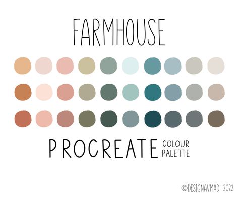 A free color palette for Procreate called Farmhouse. Colour Palette Procreate Free, Color Pallets For Procreate, Colour Palette For Procreate, Aesthetic Color Palettes Procreate, Color Palettes For Procreate, Procreate Color Palette Free Download, Procreate Pallets Free, Procreate Color Palette Aesthetic, Procreate Colour Palette Free