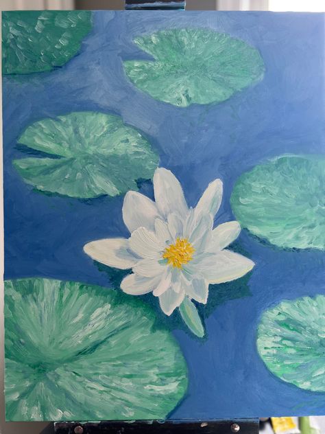 Oil Painting Gallery, White Lotus Flower, Pond Painting, Spiderman Art Sketch, Green Pastel, White Lily, Bleu Pastel, A Pond, Pastel Colours