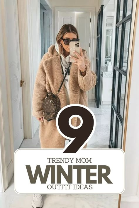 As a busy mom, I find it tricky to balance style with warmth and comfort during the winter months. This winter, fashion trends are all about layering smartly, playing with textures, and embracing a mix of chic yet cozy pieces. Here are 9 trendy winter outfit ideas... Casual Winter Style Women, Busy Mom Outfits Winter, Winter Mum Outfits 2024, Cold Weather Outfits Layers, Mom Looks Casual Winter, Winter Outing Outfits Casual, Women Winter Casual Outfits, Cabin Attire Outfits, Comfy Holiday Outfits Cozy Winter