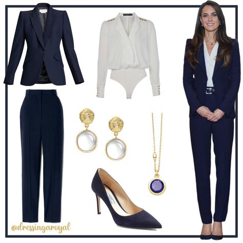 Dark Blue Business Outfit, Dark Blue Blazer Outfit, Kate Middleton Blue, Navy Blue Blazer Outfit, Blue Suit Outfit, Dark Navy Suit, Black Business Dress, Blue Blazer Outfit, Dark Blue Blazer