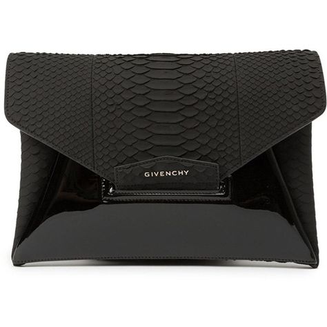 Givenchy Medium Antigona Envelope Clutch ($2,650) ❤ liked on Polyvore featuring bags, handbags, clutches, purses, black, snake print purse, givenchy handbags, python handbag, python purse e black envelope clutch purse Elegant Snake Print Evening Bag, Elegant Rectangular Bag With Snake Print, Balenciaga Envelope Clutch, Elegant Snake Print Rectangular Bags, Envelope Clutch Purse, Givenchy Handbags, Python Handbags, Givenchy Antigona, Snake Skin Handbag