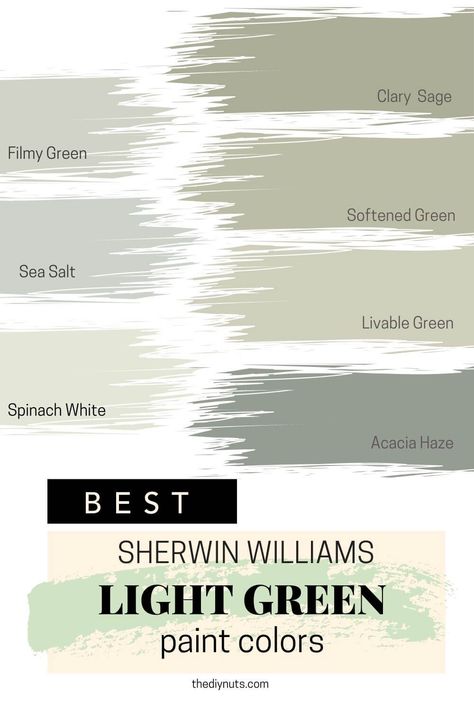 Light Green Paints, Light Green Paint, Sage Green Paint, Farmhouse Paint Colors, House Color Palettes, Farmhouse Paint, Pintura Exterior, Green Paint Colors, Sherwin Williams Paint Colors