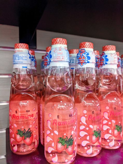 Japan Drinks Aesthetic, Cute Pink Drinks, Pink Drinks Aesthetic, Pink Drink Aesthetics, Soft Drinks Aesthetic, Ramune Soda Aesthetic, Ramune Aesthetic, Hello Kitty Ramune, Pink Movie Night