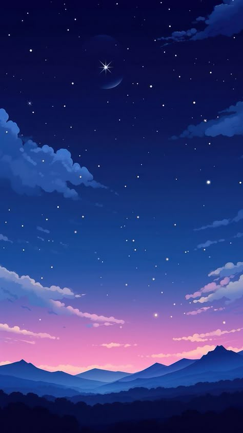 Midnight sky backgrounds landscape astronomy.  | premium image by rawpixel.com / Jubjang Space Sky Painting, Sky Drawing Aesthetic, Night Scene Drawing, Midnight Sky Painting, Midnight Sky Wallpaper, Starry Sky Drawing, Moon Illustrator, Senior Illustration, Sky Night Background