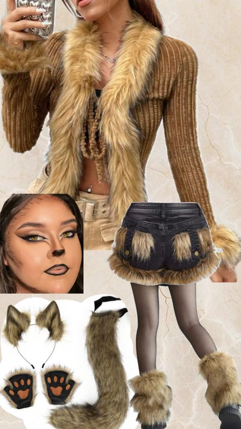 Wolf / loup garou costume inspo for the girlies #halloween #halloweencostume #wolfcostume #inspohalloweencostume Halloween Werewolf Costumes, Wolf Halloween Costume Women, Halloween Wolf Costumes, Big Bad Wolf Costume Women, Wearwolf Costume, Werewolf Costume Female, The Big Bad Wolf Costume, Wolf Costume Women, Werewolf Outfit