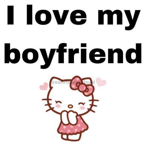 Iphone Wallpaper Boyfriend, Love My Boyfriend Banner, I Love My Boyfriend Banner, Bf Hello Kitty, Love My Boyfriend Hello Kitty, I Love My Bf, Pelo Anime, I Love My Boyfriend, Hello Kitty Drawing