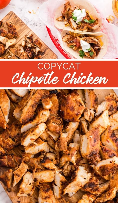 Copycat Chipotle Chicken, Chipotle Chicken Recipe, Chipotle Copycat Recipes, Chipotle Recipes Chicken, Chipotle Copycat, Chipotle Recipes, Copycat Chipotle, Chicken Burritos, Chipotle Chicken