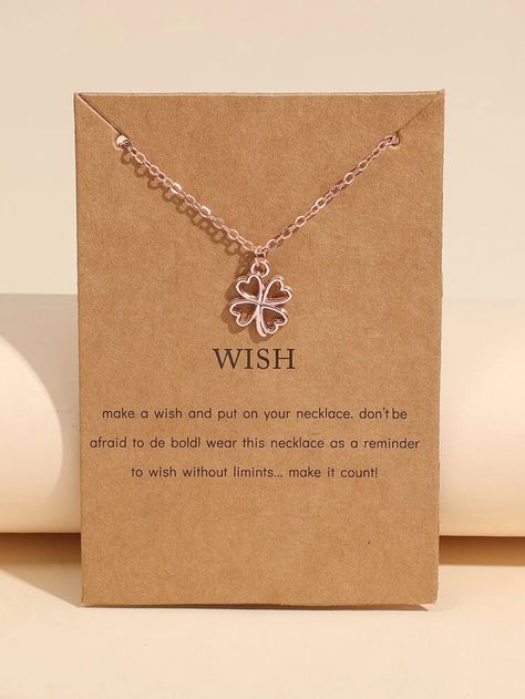 Hollow Out Four-leaf Clover Charm Necklace | SHEIN USA Embellished Fashion, Four Leaf Clover Necklace, Clover Charm, Clover Necklace, Four Leaf, Leaf Clover, Four Leaf Clover, Make A Wish, Teen Fashion Outfits