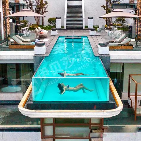 Terrace Pool, Beach Swimming Pool, Acrylic Pool, Rooftop Swimming Pool Home, Glass Swimming Pool, Acrylic Swimming Pool Designs, Swimming Pool With Glass Wall, Glass Bottom Swimming Pool, Glass Covered Swimming Pool