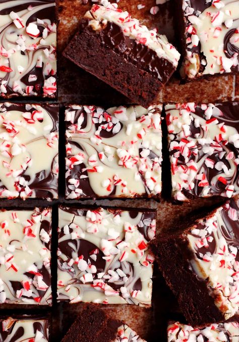 FUDGY Peppermint Bark Brownies - Scientifically Sweet Peppermint Bark Brownies, Brownies Fudgy, Infused Chocolate, Crushed Peppermint, Fudgy Brownie Recipe, Peppermint Brownies, Swirl Brownies, Dark Chocolate Brownies, Ginger Molasses Cookies