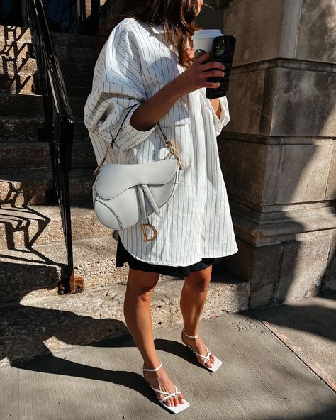 Dior season incoming 🤍🤍🤍 Dior Saddle Bag in White available to shop * * * * 🔎 #diorsaddlebag #diorsaddle #dior Dior Saddle Bag Outfit, Dior Bag Outfit, Dior Outfit, Dior Saddle, Saddle Bag, Cute Fits, White Bag, Summer Wear, Dior Saddle Bag