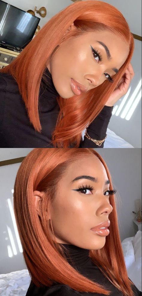 Pelo Color Cobre, Burnt Orange Hair, Hair Ginger, Hair Color Orange, Twisted Hair, Girl Hair Colors, Ginger Hair Color, Dyed Natural Hair, Human Virgin Hair