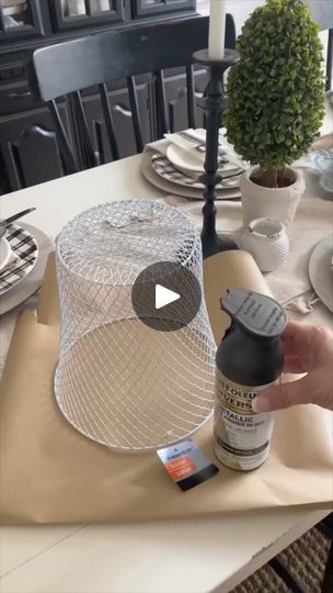 Let’s make an easy wired cloche using a Dollar Tree wired basket! I spray painted mine metallic and added a knob too! So cute, easy and inexpensive! | Mother Thyme Mother Thyme, Wire Basket, Wire Baskets, Thyme, Dollar Tree, A Metal, How To Use, Spray, Easter