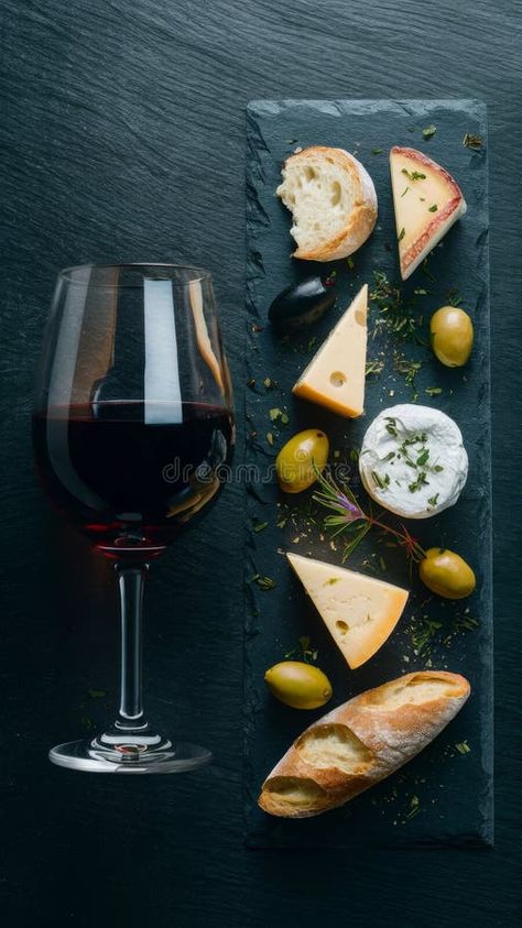 A glass of wine and cheese on a slate with bread, AI royalty free stock photography Wine Food Photography, Wine Ads, Wine Bottle Photography, Wine Advertising, Bottle Photography, Cheese Wine, Wine Photography, Wine And Cheese, A Glass Of Wine