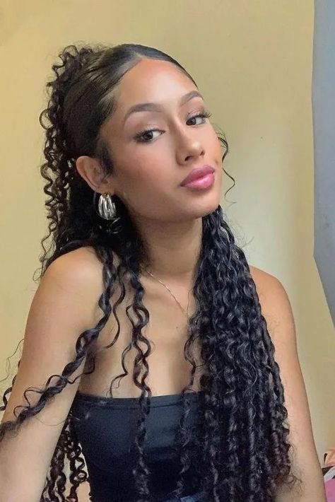 Sleek ‘n’ Curly Half-Up Half-Down Cornrow Styles, Cute Curly Hairstyles, Curly Hair Styles Easy, Hairdos For Curly Hair, Cornrow, Hairstyles For Short Hair, Curly Hair Tips, French Braid, Curly Hairstyles