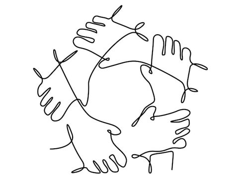 Team work continuous line five hands uni... | Premium Vector #Freepik #vector #collaboration #working-together #teamwork-hands #team-hands Integrity Illustration, Teamwork Aesthetic, Team Work Pictures, Collaboration Pictures, Teamwork Drawing, Teamwork Symbol, Team Work Illustration, Teamwork Illustration, Collaboration Illustration