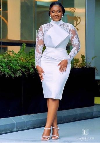 White Gown For Court Wedding, Plus Size Civil Wedding Dress, Court Marriage Outfit, Civil Wedding Dress Civil Wedding Dress Classy, Brides Reception Dress, Civil Wedding Dresses Courts, Materials Gown Style, Classy White Dress, Latest Wedding Gowns